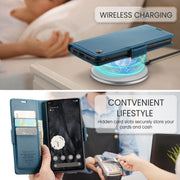 For Google Pixel 8 Pro CaseMe 023 Butterfly Buckle Litchi Texture RFID Anti-theft Leather Phone Case(Blue)