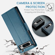 For Google Pixel 8 Pro CaseMe 023 Butterfly Buckle Litchi Texture RFID Anti-theft Leather Phone Case(Blue)