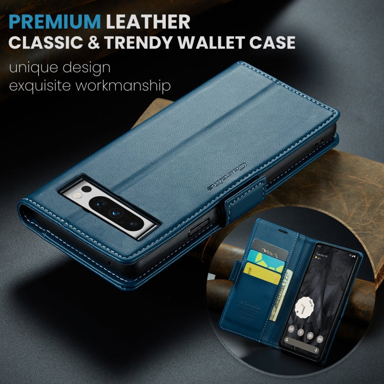 For Google Pixel 8 Pro CaseMe 023 Butterfly Buckle Litchi Texture RFID Anti-theft Leather Phone Case(Blue)