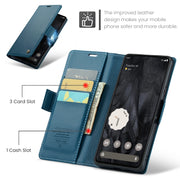 For Google Pixel 8 Pro CaseMe 023 Butterfly Buckle Litchi Texture RFID Anti-theft Leather Phone Case(Blue)
