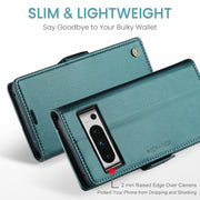 For Google Pixel 8 Pro CaseMe 023 Butterfly Buckle Litchi Texture RFID Anti-theft Leather Phone Case(Pearly Blue)