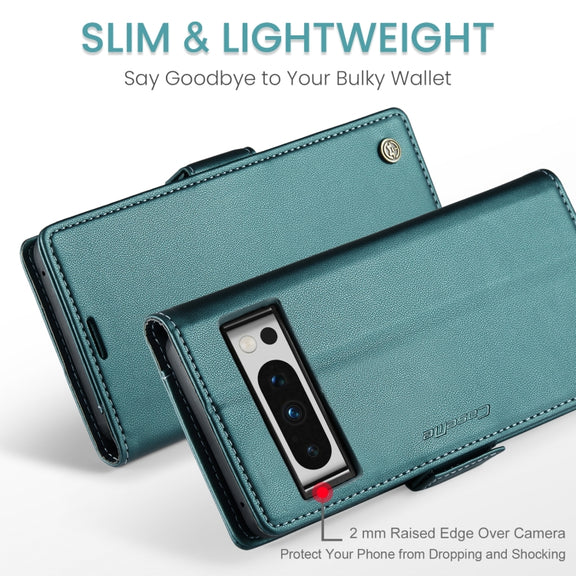 For Google Pixel 8 Pro CaseMe 023 Butterfly Buckle Litchi Texture RFID Anti-theft Leather Phone Case(Pearly Blue)