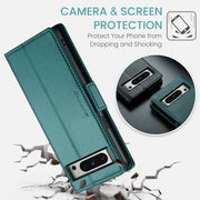 For Google Pixel 8 Pro CaseMe 023 Butterfly Buckle Litchi Texture RFID Anti-theft Leather Phone Case(Pearly Blue)