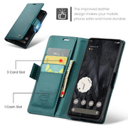 For Google Pixel 8 Pro CaseMe 023 Butterfly Buckle Litchi Texture RFID Anti-theft Leather Phone Case(Pearly Blue)