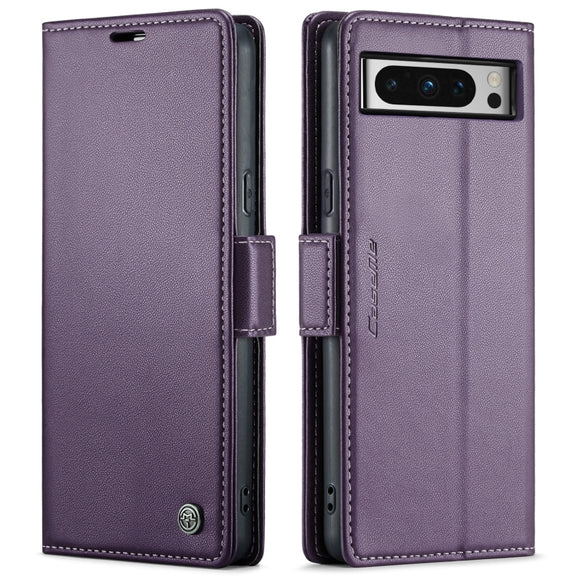 For Google Pixel 8 Pro CaseMe 023 Butterfly Buckle Litchi Texture RFID Anti-theft Leather Phone Case(Pearly Purple)
