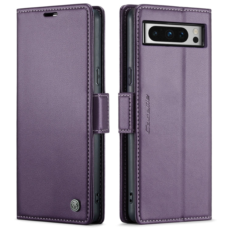 For Google Pixel 8 Pro CaseMe 023 Butterfly Buckle Litchi Texture RFID Anti-theft Leather Phone Case(Pearly Purple)