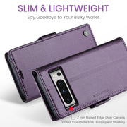 For Google Pixel 8 Pro CaseMe 023 Butterfly Buckle Litchi Texture RFID Anti-theft Leather Phone Case(Pearly Purple)