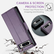 For Google Pixel 8 Pro CaseMe 023 Butterfly Buckle Litchi Texture RFID Anti-theft Leather Phone Case(Pearly Purple)