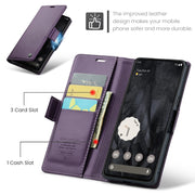 For Google Pixel 8 Pro CaseMe 023 Butterfly Buckle Litchi Texture RFID Anti-theft Leather Phone Case(Pearly Purple)