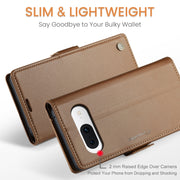 For Google Pixel 8a CaseMe 023 Butterfly Buckle Litchi Texture RFID Anti-theft Leather Phone Case(Brown)