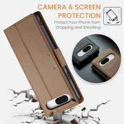 For Google Pixel 8a CaseMe 023 Butterfly Buckle Litchi Texture RFID Anti-theft Leather Phone Case(Brown)
