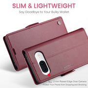 For Google Pixel 8a CaseMe 023 Butterfly Buckle Litchi Texture RFID Anti-theft Leather Phone Case(Wine Red)