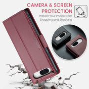 For Google Pixel 8a CaseMe 023 Butterfly Buckle Litchi Texture RFID Anti-theft Leather Phone Case(Wine Red)