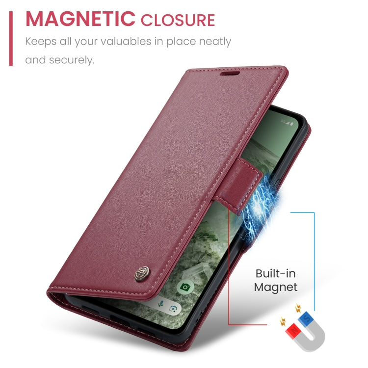 For Google Pixel 8a CaseMe 023 Butterfly Buckle Litchi Texture RFID Anti-theft Leather Phone Case(Wine Red)