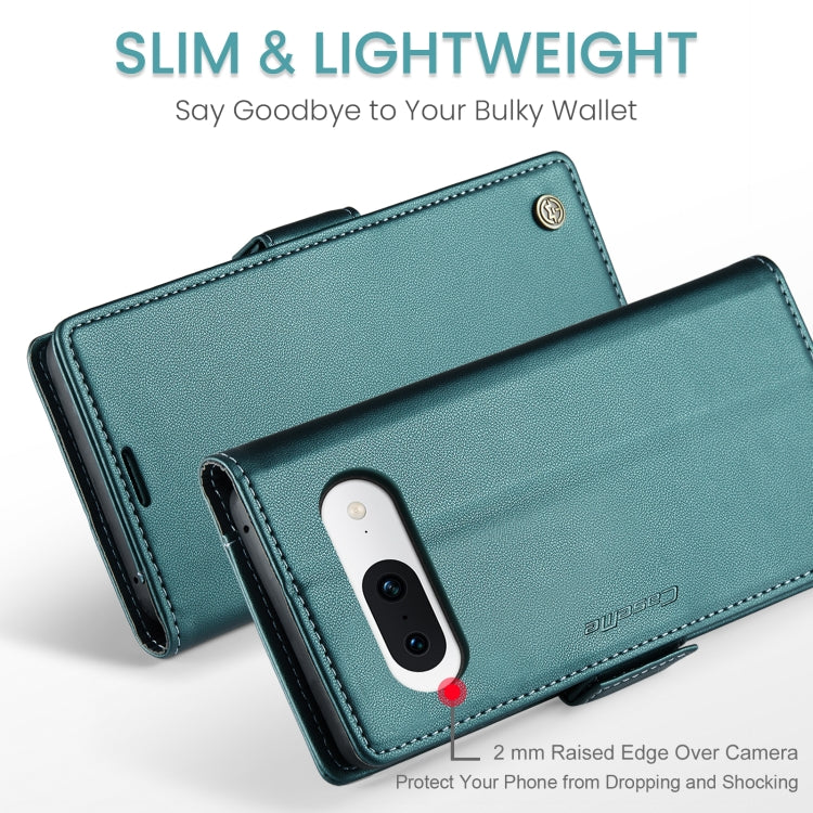 For Google Pixel 8a CaseMe 023 Butterfly Buckle Litchi Texture RFID Anti-theft Leather Phone Case(Pearly Blue)