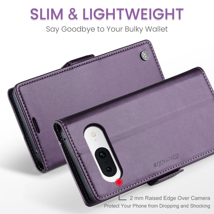For Google Pixel 8a CaseMe 023 Butterfly Buckle Litchi Texture RFID Anti-theft Leather Phone Case(Pearly Purple)