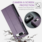 For Google Pixel 8a CaseMe 023 Butterfly Buckle Litchi Texture RFID Anti-theft Leather Phone Case(Pearly Purple)