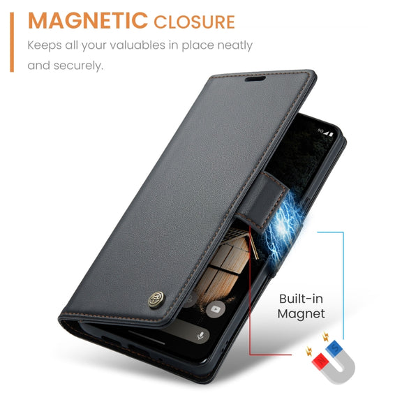 For Google Pixel 9 Pro XL CaseMe 023 Butterfly Buckle Litchi Texture RFID Anti-theft Leather Phone Case(Black)