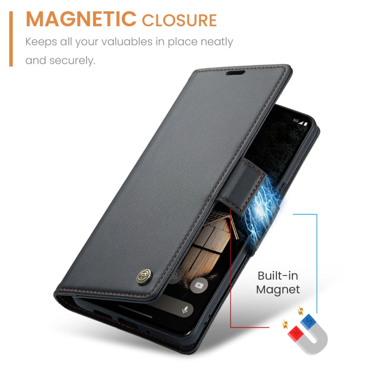 For Google Pixel 9 Pro XL CaseMe 023 Butterfly Buckle Litchi Texture RFID Anti-theft Leather Phone Case(Black)