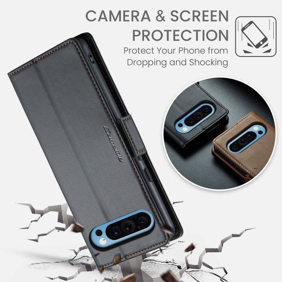 For Google Pixel 9 Pro XL CaseMe 023 Butterfly Buckle Litchi Texture RFID Anti-theft Leather Phone Case(Black)