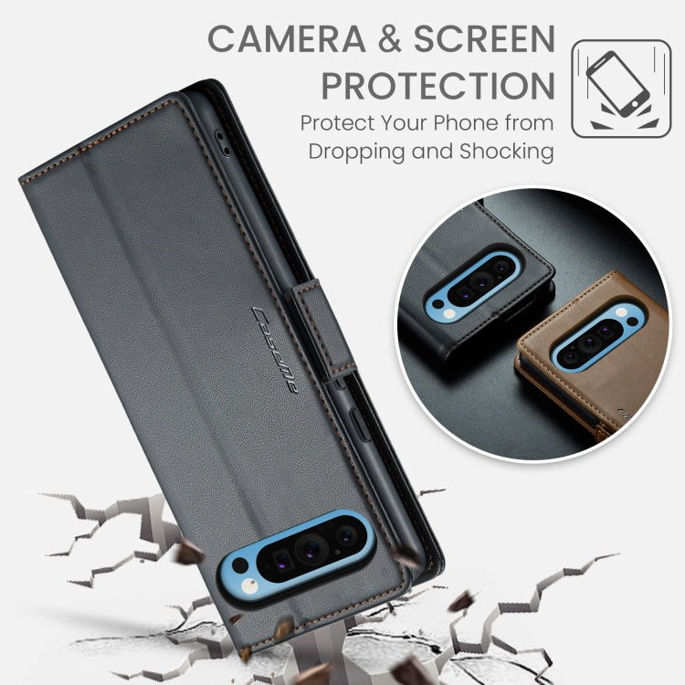 For Google Pixel 9 Pro XL CaseMe 023 Butterfly Buckle Litchi Texture RFID Anti-theft Leather Phone Case(Black)