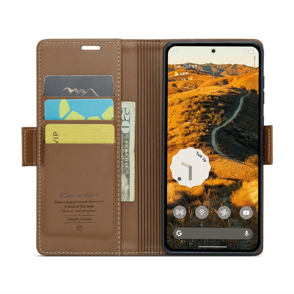 For Google Pixel 9 Pro XL CaseMe 023 Butterfly Buckle Litchi Texture RFID Anti-theft Leather Phone Case(Brown)