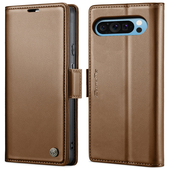 For Google Pixel 9 Pro XL CaseMe 023 Butterfly Buckle Litchi Texture RFID Anti-theft Leather Phone Case(Brown)