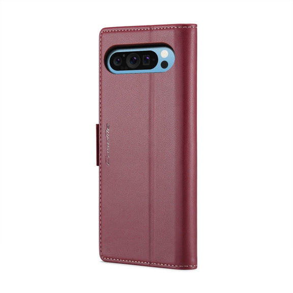 For Google Pixel 9 Pro XL CaseMe 023 Butterfly Buckle Litchi Texture RFID Anti-theft Leather Phone Case(Wine Red)