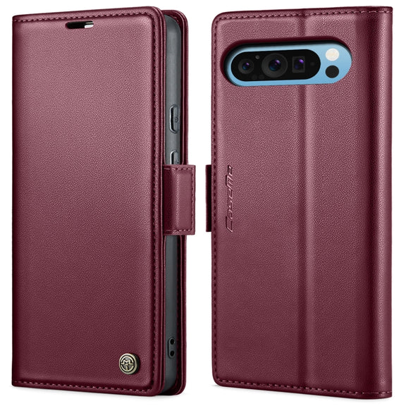 For Google Pixel 9 Pro XL CaseMe 023 Butterfly Buckle Litchi Texture RFID Anti-theft Leather Phone Case(Wine Red)