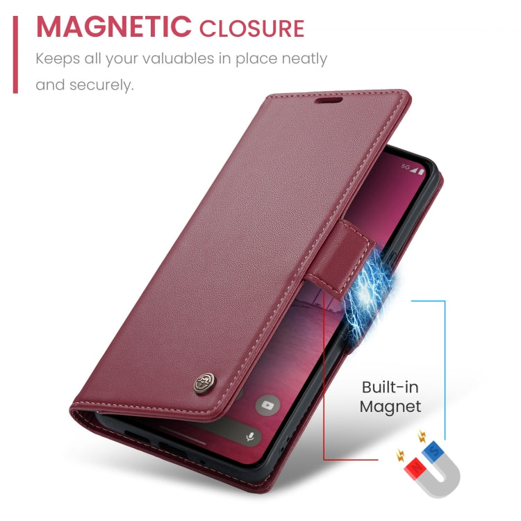For Google Pixel 9 Pro XL CaseMe 023 Butterfly Buckle Litchi Texture RFID Anti-theft Leather Phone Case(Wine Red)