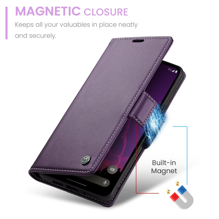 For Google Pixel 9 Pro XL CaseMe 023 Butterfly Buckle Litchi Texture RFID Anti-theft Leather Phone Case(Pearly Purple)