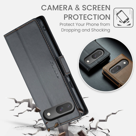 For Google Pixel 9 / 9 Pro CaseMe 023 Butterfly Buckle Litchi Texture RFID Anti-theft Leather Phone Case(Black)