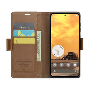 For Google Pixel 9 / 9 Pro CaseMe 023 Butterfly Buckle Litchi Texture RFID Anti-theft Leather Phone Case(Brown)