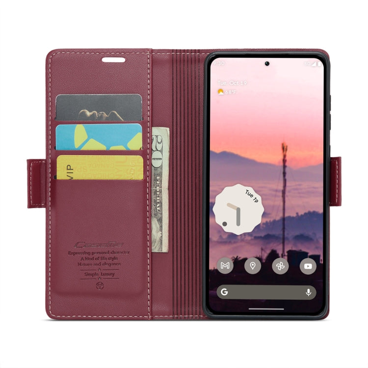 For Google Pixel 9 / 9 Pro CaseMe 023 Butterfly Buckle Litchi Texture RFID Anti-theft Leather Phone Case(Wine Red)