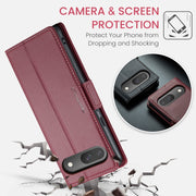 For Google Pixel 9 / 9 Pro CaseMe 023 Butterfly Buckle Litchi Texture RFID Anti-theft Leather Phone Case(Wine Red)