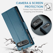 For Google Pixel 9 / 9 Pro CaseMe 023 Butterfly Buckle Litchi Texture RFID Anti-theft Leather Phone Case(Blue)