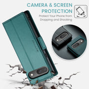 For Google Pixel 9 / 9 Pro CaseMe 023 Butterfly Buckle Litchi Texture RFID Anti-theft Leather Phone Case(Pearly Blue)