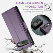 For Google Pixel 9 / 9 Pro CaseMe 023 Butterfly Buckle Litchi Texture RFID Anti-theft Leather Phone Case(Pearly Purple)