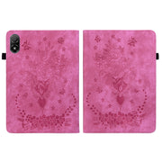 For Honor Pad V8 Pro Butterfly Rose Embossed Leather Tablet Case(Rose Red)