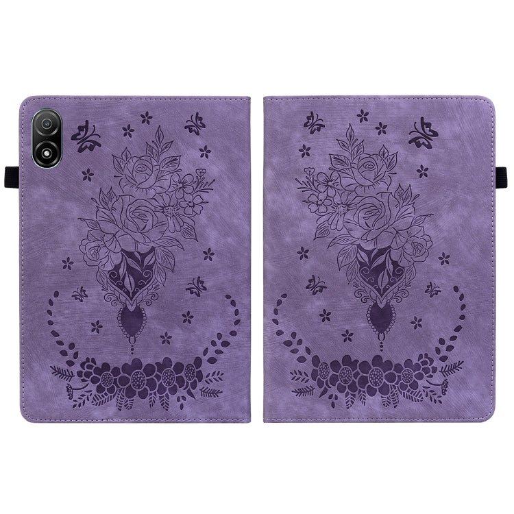 For Honor Pad V8 Pro Butterfly Rose Embossed Leather Tablet Case(Purple) - Honor Cases by PMC TechLife | Online Shopping South Africa | PMC TechLife | Buy Now Pay Later Mobicred