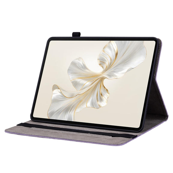 For Honor Pad 9 12.1 Butterfly Rose Embossed Leather Tablet Case(Purple)