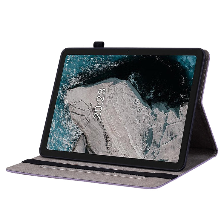 For Nokia T20 10.4 2021 Butterfly Rose Embossed Leather Tablet Case(Purple) - Honor Cases by PMC TechLife | Online Shopping South Africa | PMC TechLife | Buy Now Pay Later Mobicred
