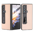 For Honor Magic Vs Integrated Genuine Leather + PC Litchi Texture Phone Case with Holder(Pink Gold) - Honor Cases by PMC TechLife | Online Shopping South Africa | PMC TechLife | Buy Now Pay Later Mobicred
