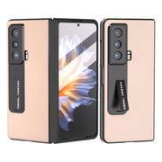 For Honor Magic Vs Integrated Genuine Leather + PC Litchi Texture Phone Case with Holder(Pink Gold)
