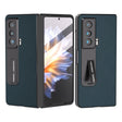 For Honor Magic Vs Integrated Genuine Leather + PC Litchi Texture Phone Case with Holder(Green) - Honor Cases by PMC TechLife | Online Shopping South Africa | PMC TechLife | Buy Now Pay Later Mobicred