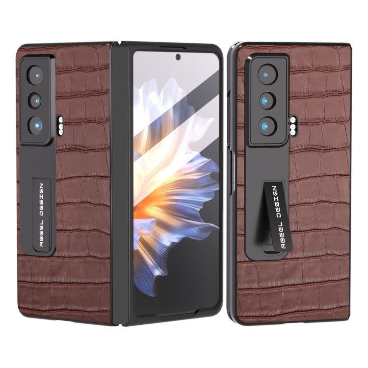 For Honor Magic Vs Integrated Crocodile Texture Genuine Leather Phone Case(Brown) - Honor Cases by PMC TechLife | Online Shopping South Africa | PMC TechLife | Buy Now Pay Later Mobicred