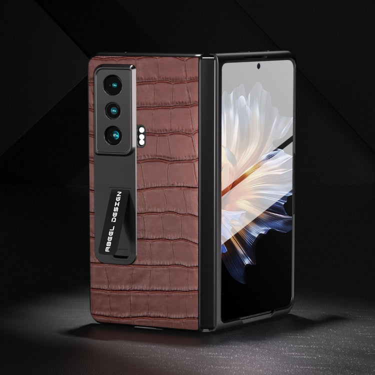 For Honor Magic Vs Integrated Crocodile Texture Genuine Leather Phone Case(Brown) - Honor Cases by PMC TechLife | Online Shopping South Africa | PMC TechLife | Buy Now Pay Later Mobicred