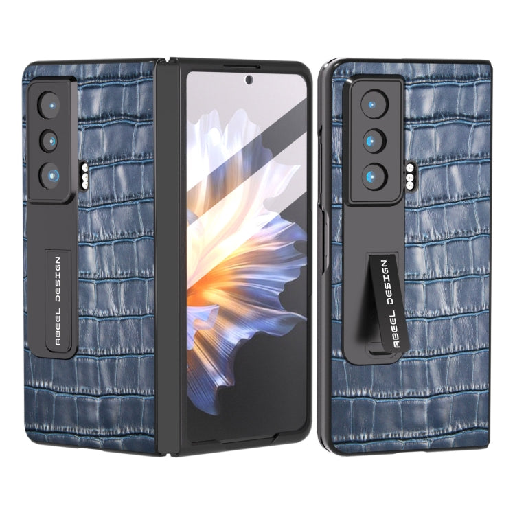 For Honor Magic Vs Integrated Crocodile Texture Genuine Leather Phone Case(Blue) - Honor Cases by PMC TechLife | Online Shopping South Africa | PMC TechLife | Buy Now Pay Later Mobicred
