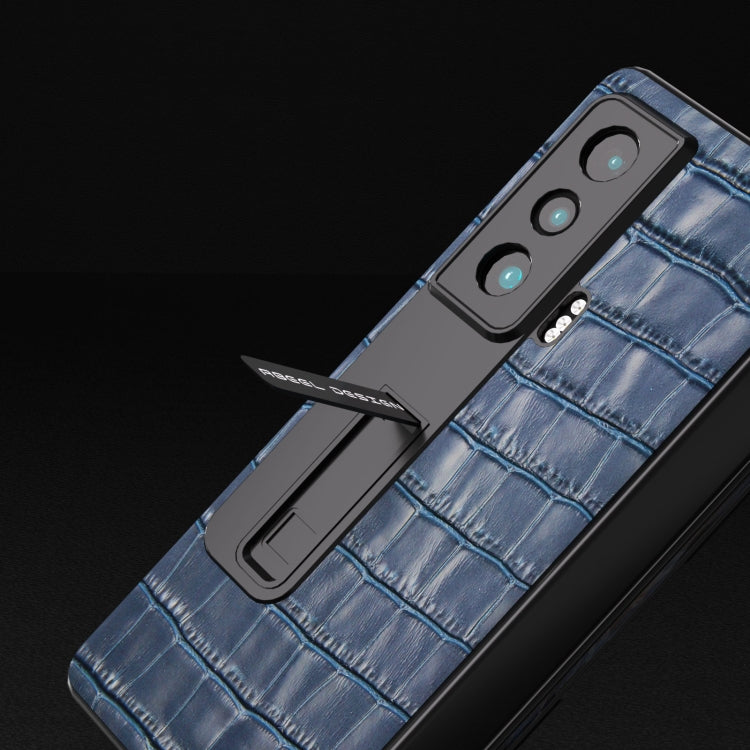 For Honor Magic Vs Integrated Crocodile Texture Genuine Leather Phone Case(Blue) - Honor Cases by PMC TechLife | Online Shopping South Africa | PMC TechLife | Buy Now Pay Later Mobicred