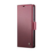 For OPPO A77 4G Global / A57e 4G CaseMe 023 Butterfly Buckle Litchi Texture RFID Anti-theft Leather Phone Case(Wine Red)